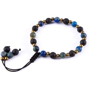 image:imageBivei Lava Stone Diffuser Essential Oil Bracelet Healing Crystal Gemstone Bead Adjustable Tassel Charm BraceletAzurite Malachite