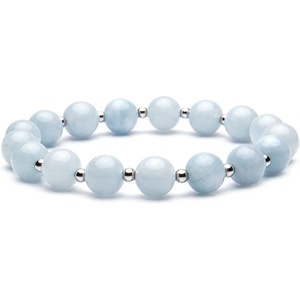 image:imageBivei Natural Gem Semi Precious Reiki Healing Crystals Handmade 8mm Round Beads Stretch Bracelet8mmDyed Aquamarine with Spacer Beads