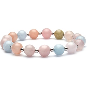 image:imageBivei Natural Gem Semi Precious Reiki Healing Crystals Handmade 8mm Round Beads Stretch Bracelet8mmMorganite Beryl Aquamarine wSpacer Beads