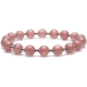 image:imageBivei Natural Gem Semi Precious Reiki Healing Crystals Handmade 8mm Round Beads Stretch Bracelet8mmStrawberry Quartz with Spacer Beads