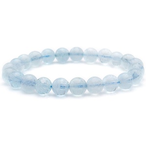 image:imageBivei Natural Gem Semi Precious Reiki Healing Crystals Handmade 8mm Round Beads Stretch BraceletAAA Grade Aquamarine