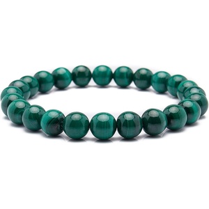 image:imageBivei Natural Gem Semi Precious Reiki Healing Crystals Handmade 8mm Round Beads Stretch BraceletAAA Grade Malachite