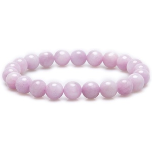 image:imageBivei Natural Gem Semi Precious Reiki Healing Crystals Handmade 8mm Round Beads Stretch BraceletAAAAA Grade Kunzite
