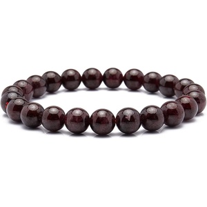 image:imageBivei Natural Gem Semi Precious Reiki Healing Crystals Handmade 8mm Round Beads Stretch BraceletGarnet