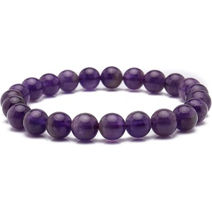 image:imageBivei Natural Gem Semi Precious Reiki Healing Crystals Handmade 8mm Round Beads Stretch BraceletPurple Amethyst
