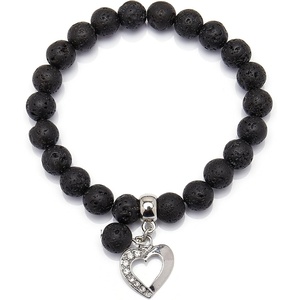 image:imageBivei Natural Gemstone Beads Semi Precious Stone Love Heart Charm Chakra Bracelet for Women GirlsLava Rock Stone