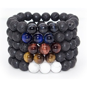 image:imageBivei Natural Lava Rock Stone Essential Oil Diffuser Bracelet Healing Energy Chakra Buddhist Mala Jewelry W3 Tiger Eye StoneHowliteSet of 5pcs