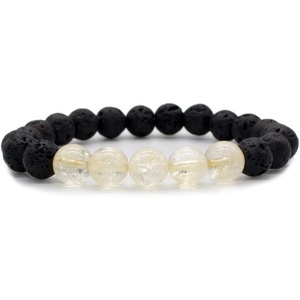 image:imageBivei Natural Lava Rock Stone Essential Oil Diffuser Stretch Bracelet Healing Energy Gemstone Jewelry ProtectionSnow Flake ObsidianCitrineSwadhisthana