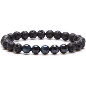 image:imageBivei Natural Lava Rock Stone Essential Oil Diffuser Stretch Bracelet Healing Energy Gemstone Jewelry ProtectionSnow Flake ObsidianDark Blue Tiger Eye