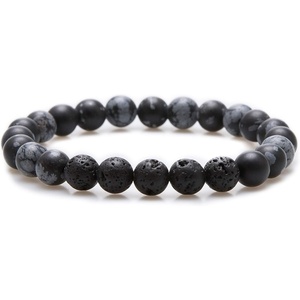 image:imageBivei Natural Lava Rock Stone Essential Oil Diffuser Stretch Bracelet Healing Energy Gemstone Jewelry ProtectionSnow Flake ObsidianSnow Flake Obsidian