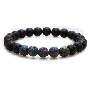 image:imageBivei Natural Lava Rock Stone Essential Oil Diffuser Stretch Bracelet Healing Energy Gemstone Jewelry ProtectionSnow Flake ObsidianTitanuim Multi Color
