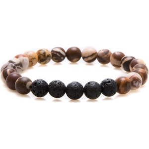 image:imageBivei Natural Lava Rock Stone Essential Oil Diffuser Stretch Bracelet Healing Energy Gemstone Jewelry ProtectionSnow Flake ObsidianZebra Jasper