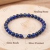 image:imageBivei Crystal Stretch 6mm Bracelets for Women  Handmade Natural Stone Beaded Stretch Bracelet Stainless Steel Heart Bead Tranquility Yoga Gift Jewelry for WomenLapis Lazuli  Wisdom