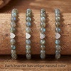 image:imageBivei Crystal Stretch 6mm Bracelets for Women  Handmade Natural Stone Beaded Stretch Bracelet Stainless Steel Heart Bead Tranquility Yoga Gift Jewelry for WomenLabradorite  Protective