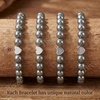 image:imageBivei Crystal Stretch 6mm Bracelets for Women  Handmade Natural Stone Beaded Stretch Bracelet Stainless Steel Heart Bead Tranquility Yoga Gift Jewelry for WomenHematite  Grounding
