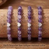 image:imageBivei Crystal Stretch 6mm Bracelets for Women  Handmade Natural Stone Beaded Stretch Bracelet Stainless Steel Heart Bead Tranquility Yoga Gift Jewelry for WomenAmethyst  Tranquility