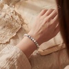 image:imageBivei Crystal Stretch 6mm Bracelets for Women  Handmade Natural Stone Beaded Stretch Bracelet Stainless Steel Heart Bead Tranquility Yoga Gift Jewelry for WomenWhite Turquoise  Stabilizing
