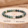 image:imageBivei Crystal Stretch 6mm Bracelets for Women  Handmade Natural Stone Beaded Stretch Bracelet Stainless Steel Heart Bead Tranquility Yoga Gift Jewelry for WomenMoss Agate  Grounding