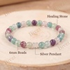image:imageBivei Crystal Stretch 6mm Bracelets for Women  Handmade Natural Stone Beaded Stretch Bracelet Stainless Steel Heart Bead Tranquility Yoga Gift Jewelry for WomenFluorite  Cleansing