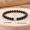 image:imageBivei Crystal Stretch 6mm Bracelets for Women  Handmade Natural Stone Beaded Stretch Bracelet Stainless Steel Heart Bead Tranquility Yoga Gift Jewelry for WomenBlack Onyx  Grounding
