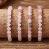 image:imageBivei Crystal Stretch 6mm Bracelets for Women  Handmade Natural Stone Beaded Stretch Bracelet Stainless Steel Heart Bead Tranquility Yoga Gift Jewelry for WomenRose Quartz  SelfLove