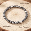 image:imageBivei Crystal Stretch 6mm Bracelets for Women  Handmade Natural Stone Beaded Stretch Bracelet Stainless Steel Heart Bead Tranquility Yoga Gift Jewelry for WomenHematite  Grounding