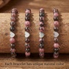 image:imageBivei Crystal Stretch 6mm Bracelets for Women  Handmade Natural Stone Beaded Stretch Bracelet Stainless Steel Heart Bead Tranquility Yoga Gift Jewelry for WomenRhodonite  Healing