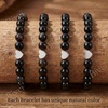 image:imageBivei Crystal Stretch 6mm Bracelets for Women  Handmade Natural Stone Beaded Stretch Bracelet Stainless Steel Heart Bead Tranquility Yoga Gift Jewelry for WomenBlack Onyx  Grounding