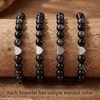 image:imageBivei Crystal Stretch 6mm Bracelets for Women  Handmade Natural Stone Beaded Stretch Bracelet Stainless Steel Heart Bead Tranquility Yoga Gift Jewelry for WomenObsidian  Protective