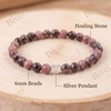 image:imageBivei Crystal Stretch 6mm Bracelets for Women  Handmade Natural Stone Beaded Stretch Bracelet Stainless Steel Heart Bead Tranquility Yoga Gift Jewelry for WomenRhodonite  Healing