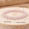 image:imageBivei Crystal Stretch 6mm Bracelets for Women  Handmade Natural Stone Beaded Stretch Bracelet Stainless Steel Heart Bead Tranquility Yoga Gift Jewelry for WomenRose Quartz  SelfLove