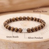 image:imageBivei Crystal Stretch 6mm Bracelets for Women  Handmade Natural Stone Beaded Stretch Bracelet Stainless Steel Heart Bead Tranquility Yoga Gift Jewelry for WomenTiger Eye  Empowering