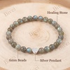 image:imageBivei Crystal Stretch 6mm Bracelets for Women  Handmade Natural Stone Beaded Stretch Bracelet Stainless Steel Heart Bead Tranquility Yoga Gift Jewelry for WomenLabradorite  Protective