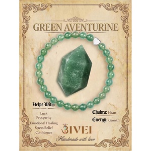 image:imageBivei Crystal Stretch 6mm Bracelets for Women  Handmade Natural Stone Beaded Stretch Bracelet Stainless Steel Heart Bead Tranquility Yoga Gift Jewelry for WomenGreen Aventurine  Growth