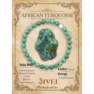 image:imageBivei Crystal Stretch 6mm Bracelets for Women  Handmade Natural Stone Beaded Stretch Bracelet Stainless Steel Heart Bead Tranquility Yoga Gift Jewelry for WomenAfrican Turquoise  Transformation