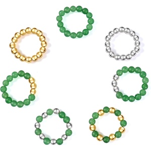 image:imageBIVEI 7 Pcs Crystal Knuckle Rings for WomenGirls Stackable Elastic Rope Beads Rings SetChakra Healing Nature Gem Stones Joint Finger Jewelry RingsAventurine